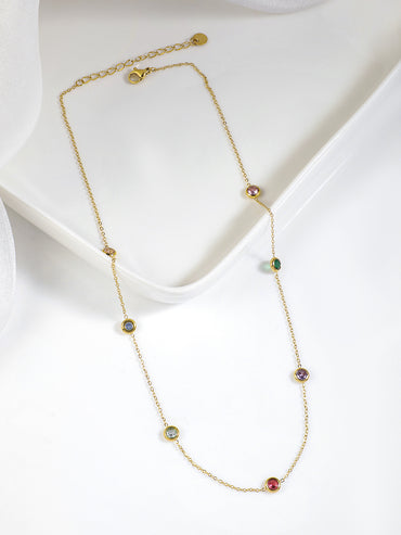 Linear Playful Multicolour Chain Necklace