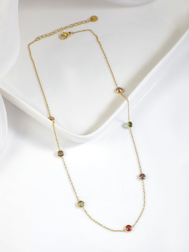 Linear Playful Multicolour Chain Necklace