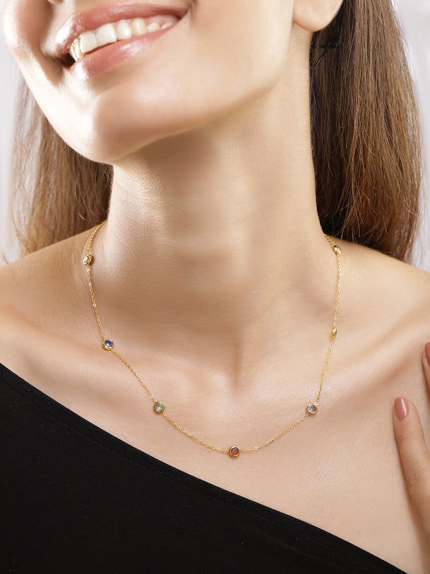 Linear Playful Multicolour Chain Necklace