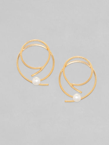 Rubans Voguish Women Gold-Toned Circular24k Gold Plated Pearls Studs Earrings