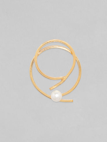 Rubans Voguish Women Gold-Toned Circular24k Gold Plated Pearls Studs Earrings