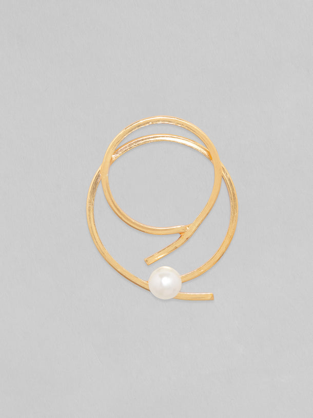 Rubans Voguish Women Gold-Toned Circular24k Gold Plated Pearls Studs Earrings