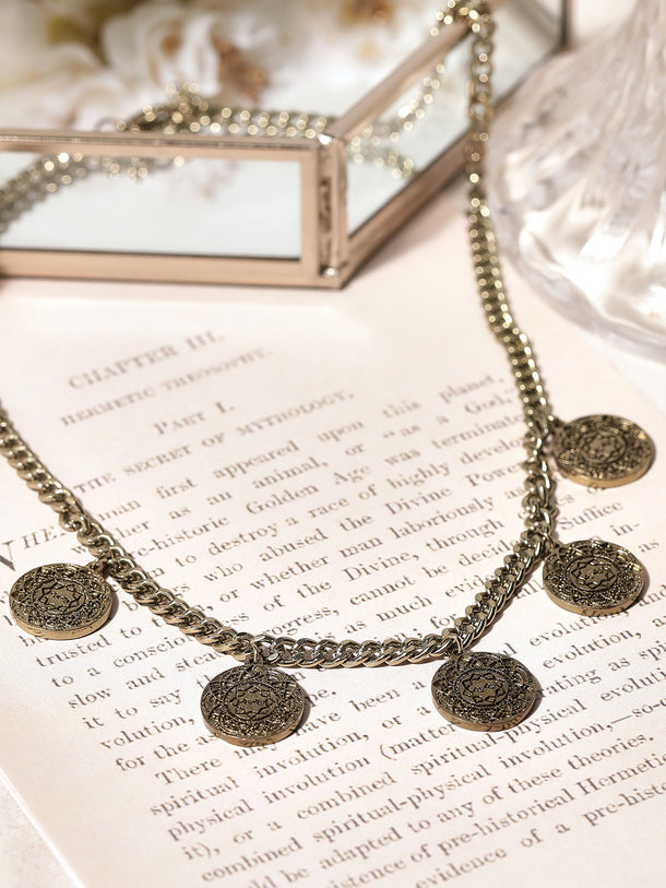 Rubans Voguish Antique Polish Coin Necklace.