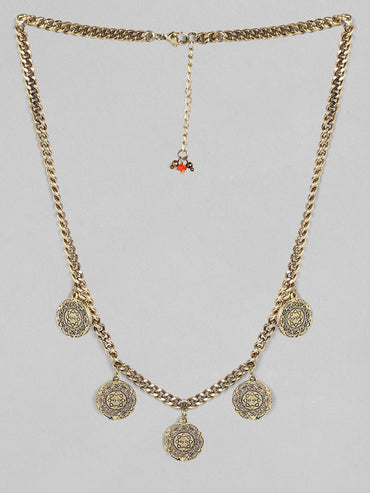 Rubans Voguish Antique Polish Coin Necklace.