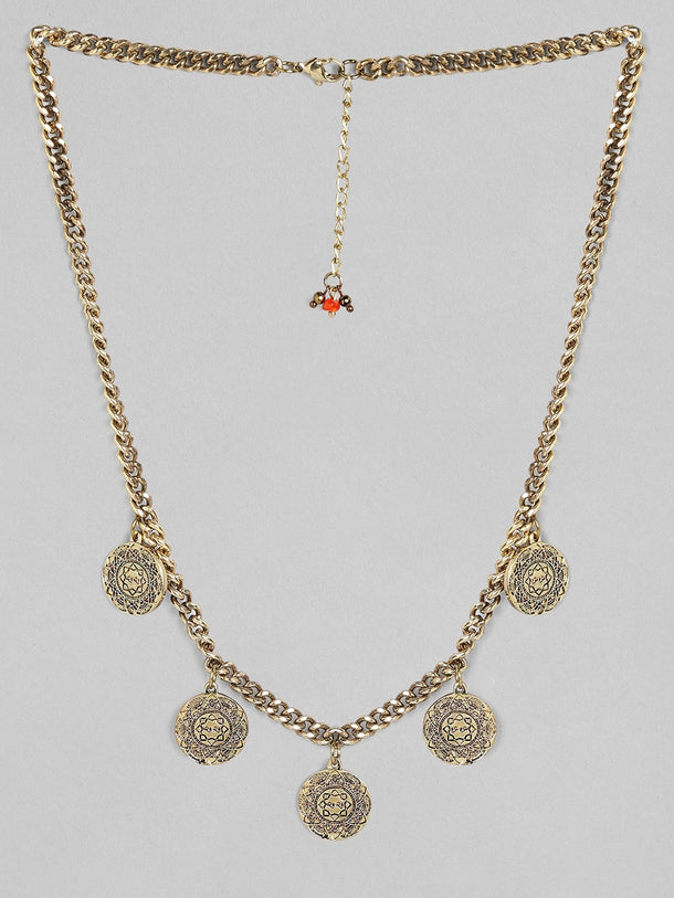 Rubans Voguish Antique Polish Coin Necklace.