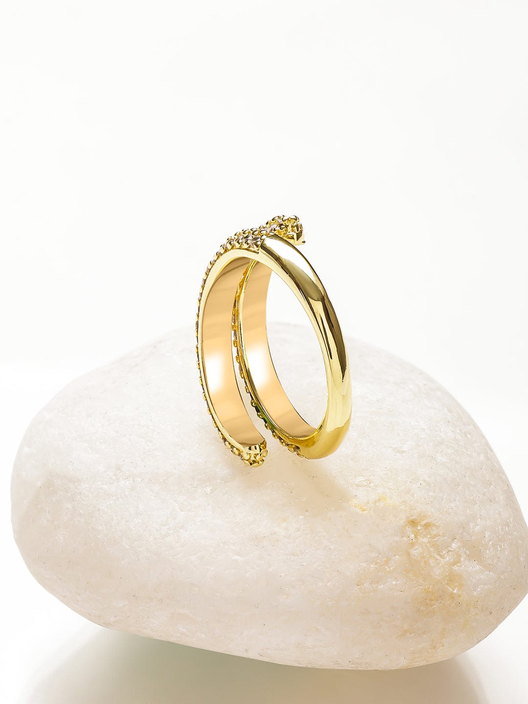 Adjustable Gold Plated Pave Set Ring Rings