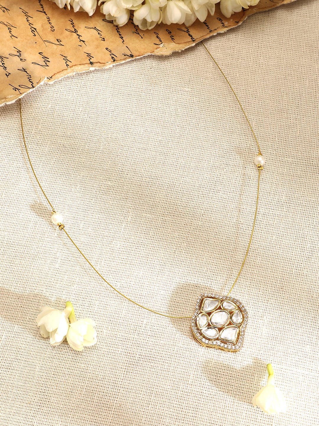 Alluring American Diamond Zirconia & Kundan Studded Pendant Necklace Necklace & Chains