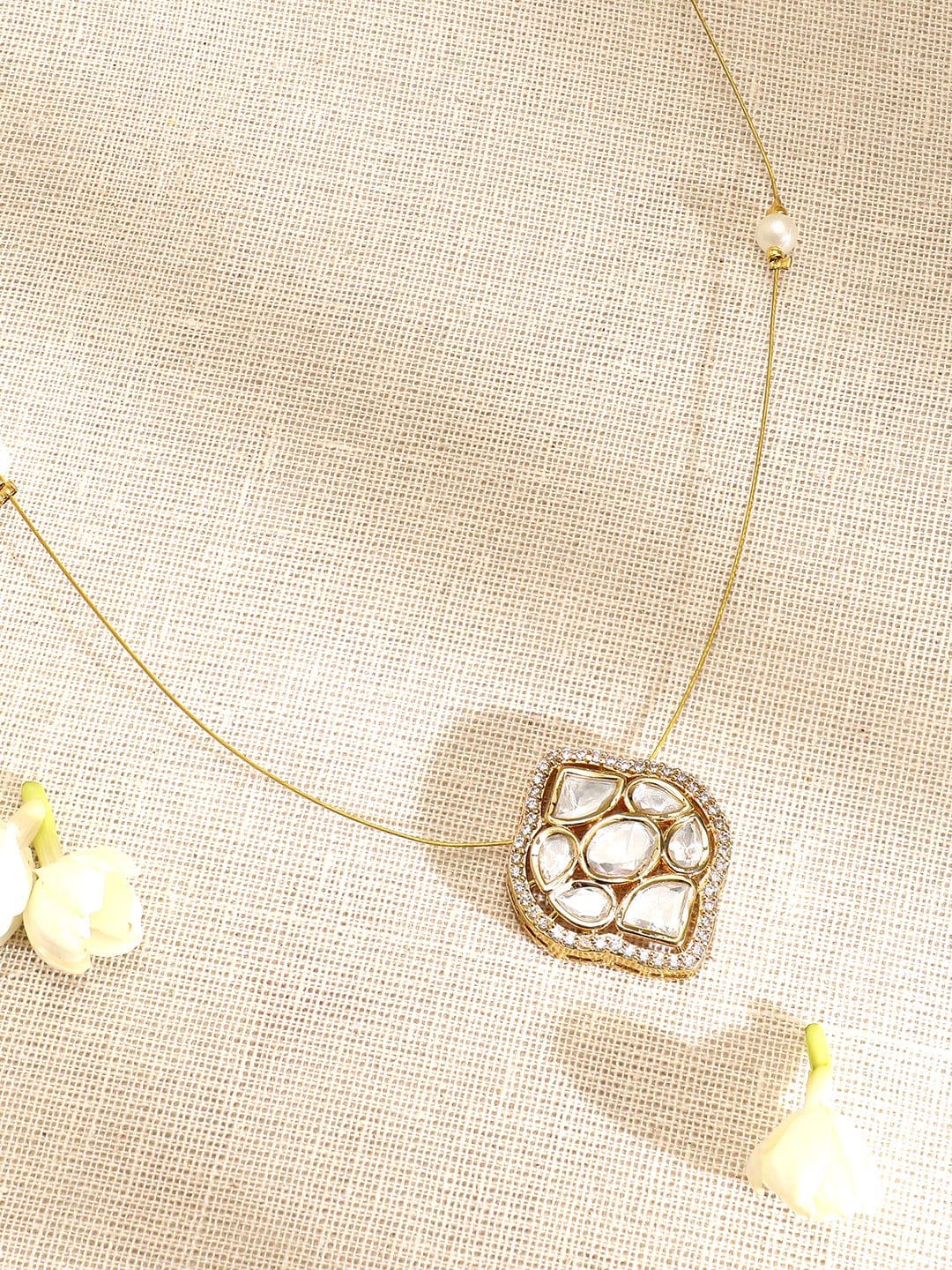 Alluring American Diamond Zirconia & Kundan Studded Pendant Necklace Necklace & Chains