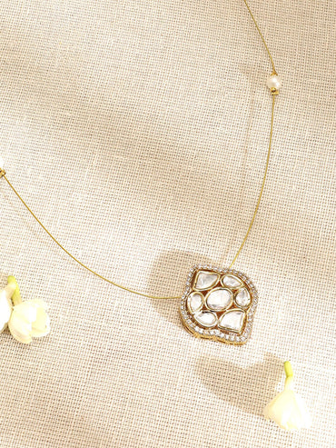 Alluring American Diamond Zirconia & Kundan Studded Pendant Necklace Necklace & Chains