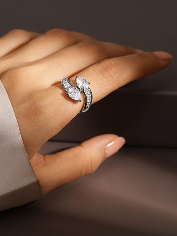 American Diamond Zirconia Bypass Ring Rings