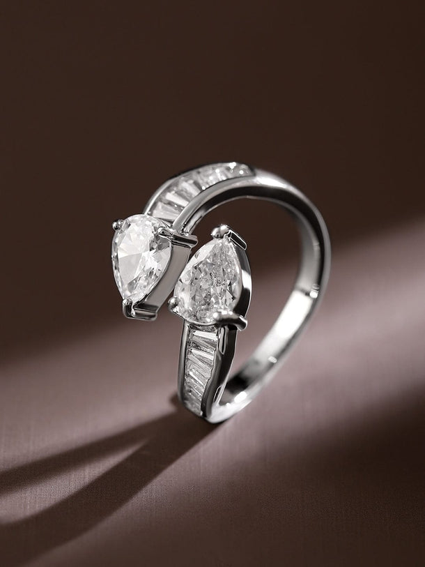 American Diamond Zirconia Bypass Ring Rings