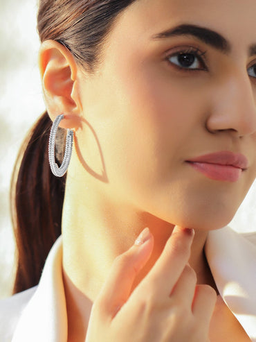 American diamond Zirconia studded hoop Earrings