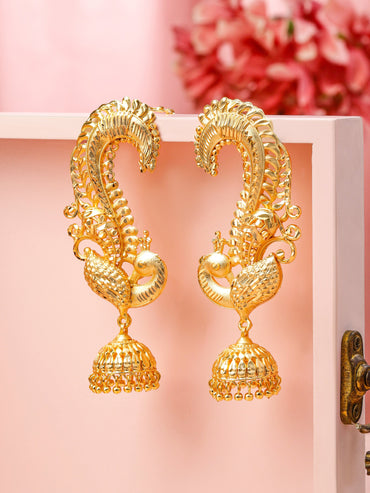 Artisan Crafted Peacock Motif Jhumka Earrings
