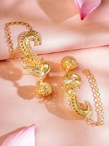 Artisan Crafted Peacock Motif Jhumka Earrings