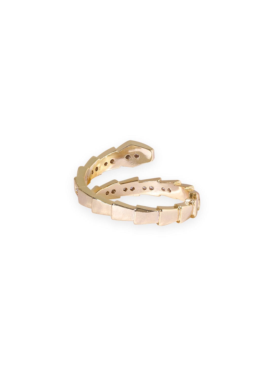 As Seen On Deepika Singh - Rubans Gold Plated Stainless Steel Waterproof Tarnish Free Zirconia Snake Textured Motif Wrap Ring Rings