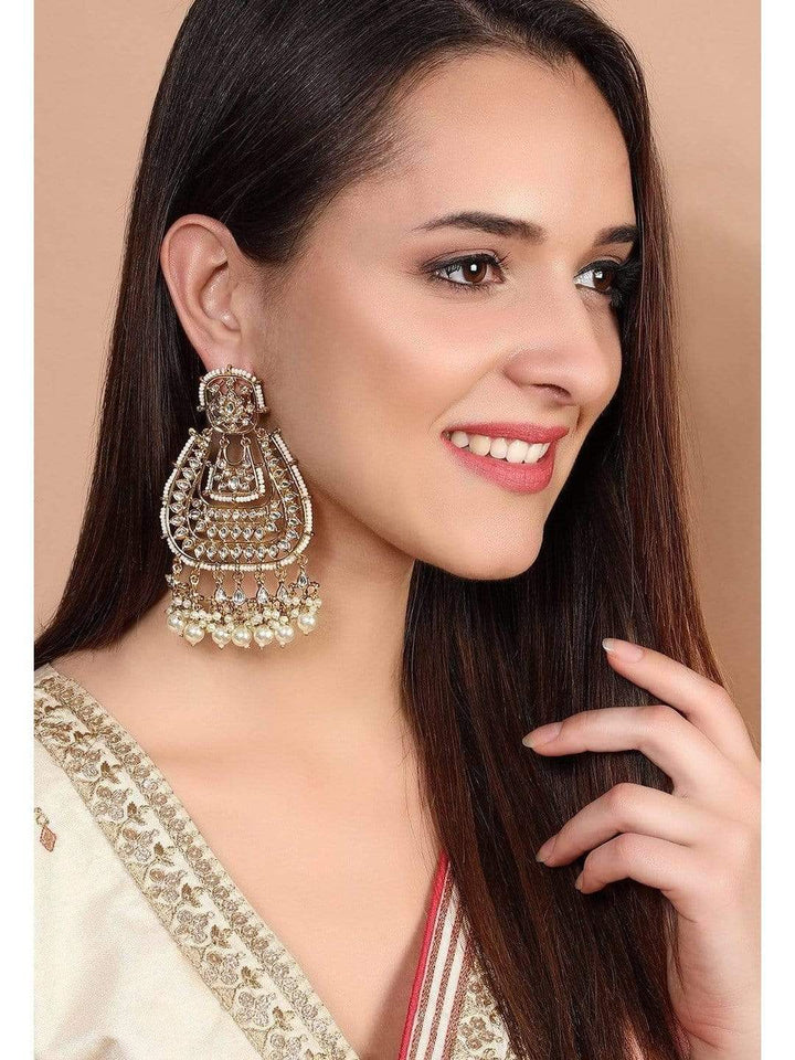 As Seen On - Rubans 22k Gold Plated Handcrafted Kundan  Chandbali Earrings Earrings