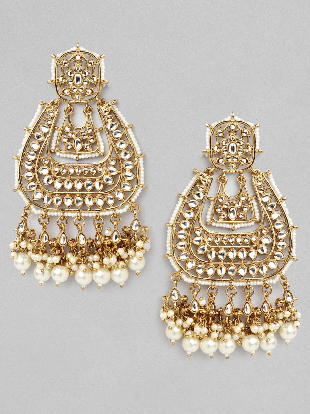 As Seen On - Rubans 22k Gold Plated Handcrafted Kundan  Chandbali Earrings Earrings