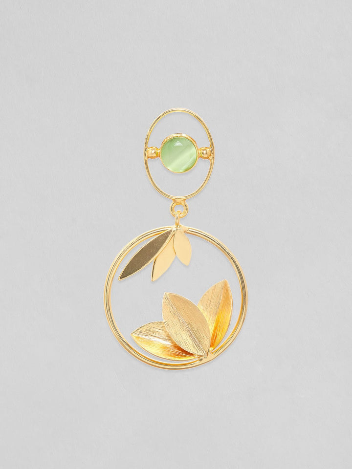 As Seen On - Rubans Voguish 18K Gold Plated On Copper Handcrafted With Uncut Stone And Leaf Patterns Dangle Earrings. Earrings