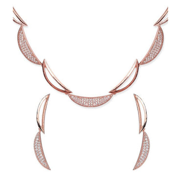 Rubans Rose Gold Plated Zirconia Stone Studded Handcrafted Necklace Set.