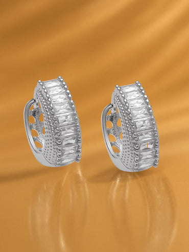 Baguette Half Hoop Earrings