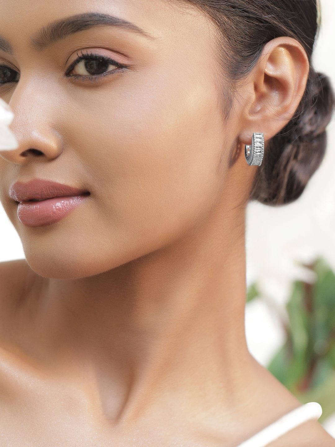 Baguette Half Hoop Earrings