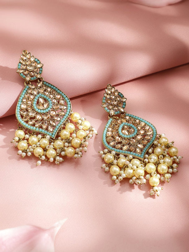 Blue Beaded Dangler Earrings Earrings