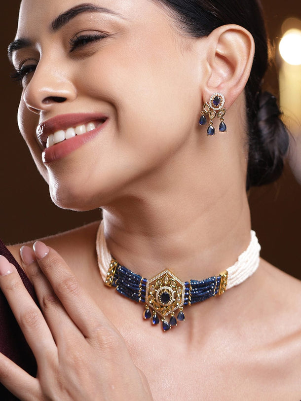 Blue Hues in Kundan Choker Set Jewellery Set