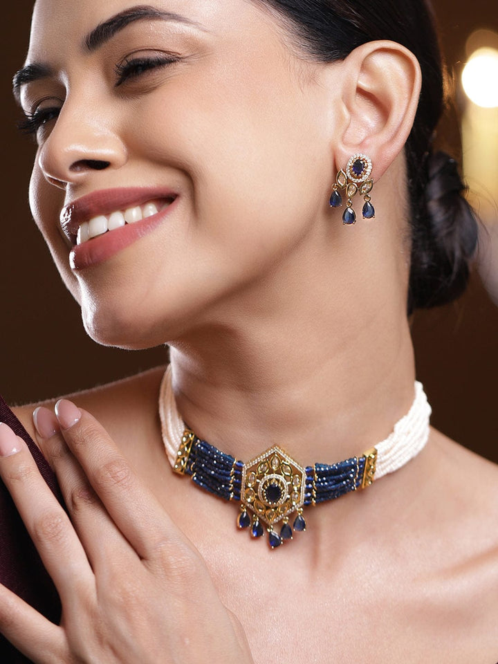 Blue Hues in Kundan Choker Set Jewellery Set