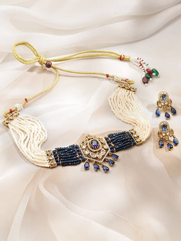 Blue Hues in Kundan Choker Set Jewellery Set