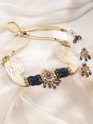 Blue Hues in Kundan Choker Set Jewellery Set