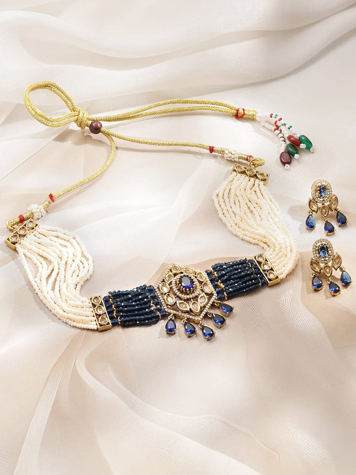 Blue Hues in Kundan Choker Set Jewellery Set