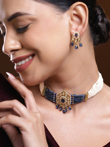 Blue Hues in Kundan Choker Set Jewellery Set