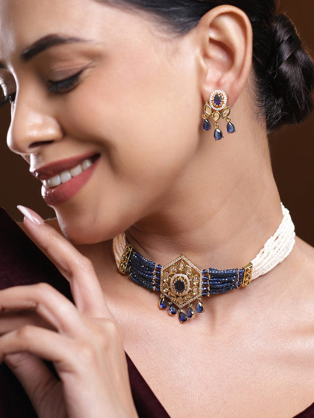 Blue Hues in Kundan Choker Set Jewellery Set