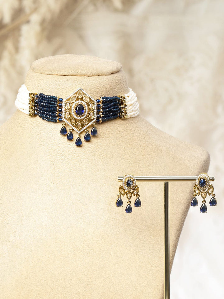 Blue Hues in Kundan Choker Set Jewellery Set