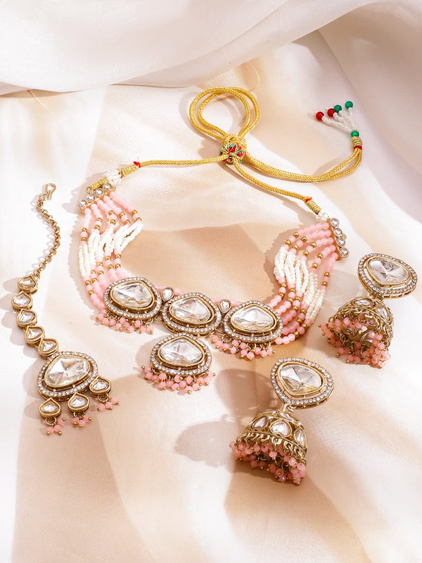 Blush with Polki Kundan Necklace Set Jewellery Set