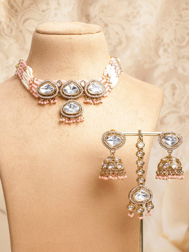Blush with Polki Kundan Necklace Set Jewellery Set