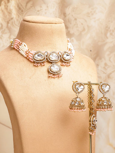 Blush with Polki Kundan Necklace Set Jewellery Set