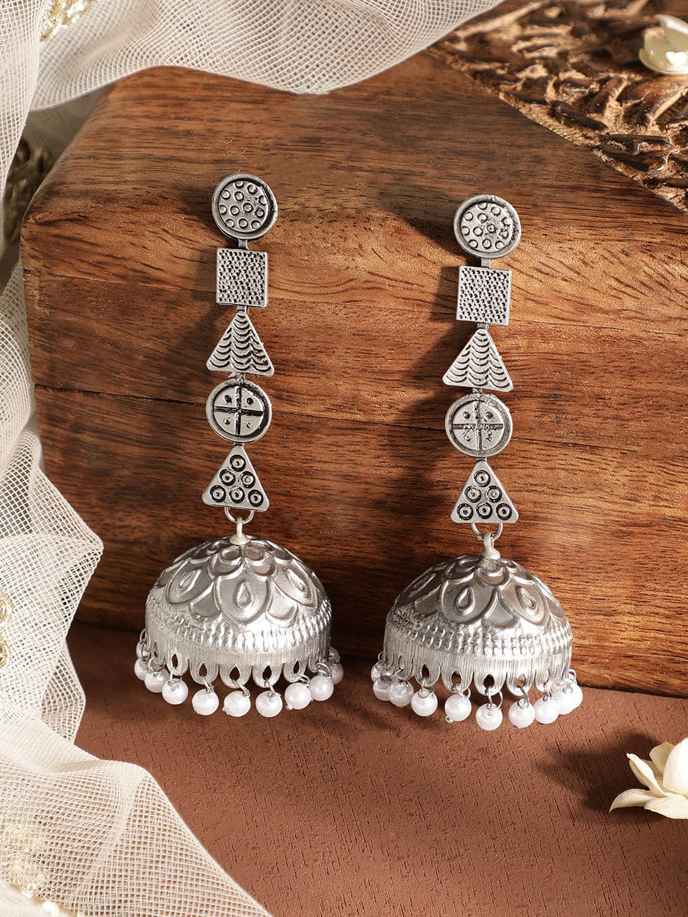 Boho Elegance Oxidized Jhumka Earrings for Artistic Style Earrings