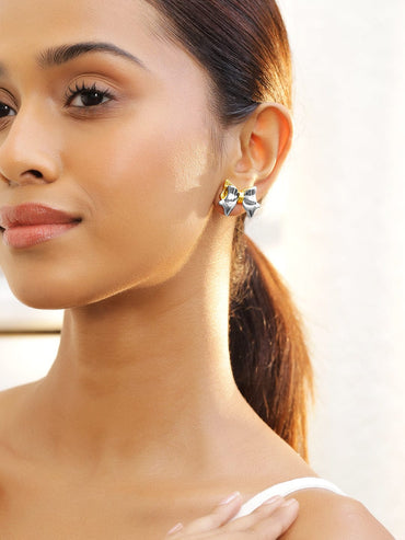 Bow Perfection Dual Tone Studs Earrings