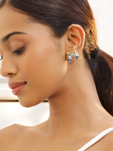 Bow Perfection Dual Tone Studs Earrings