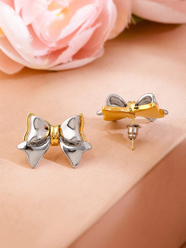 Bow Perfection Dual Tone Studs Earrings