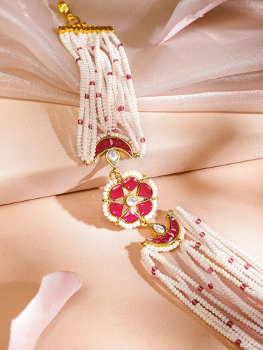 Bridal-Ready Pearl Pink Sheeshphool Head Jewellery