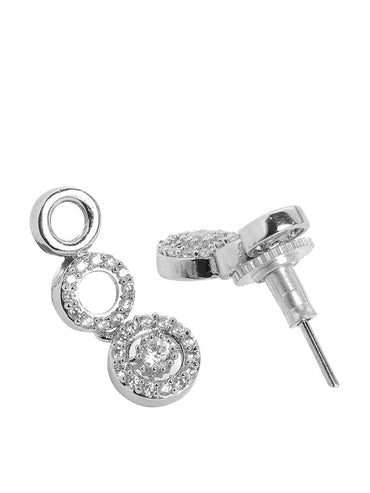 Rubans Oxidised Silver Toned Circular Drop Earrings