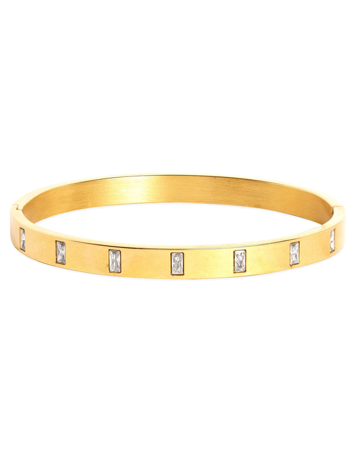 Captivating 18K Gold-Plated Zirconia Bracelet - Tarnish-Proof, Stainless Steel, and Water-Resistant Glamour Bangles & Bracelets