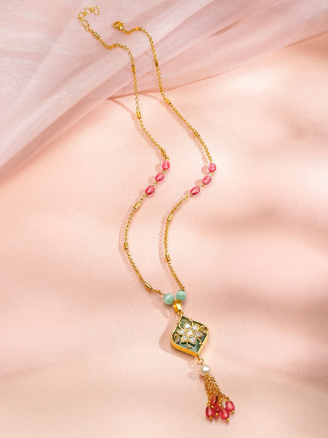 Captivating Multicolour Gold Plated Pendant Necklace Necklace & Chains