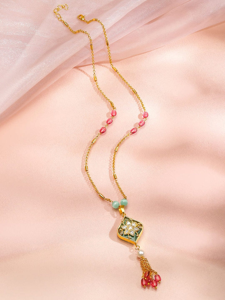 Captivating Multicolour Gold Plated Pendant Necklace Necklace & Chains