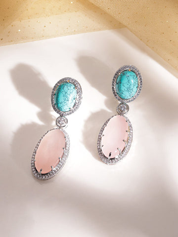 Celestial Sparkle: Silver-Tone AD Demi-Fine Earrings for Sublime Elegance Earrings