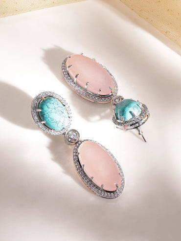 Celestial Sparkle: Silver-Tone AD Demi-Fine Earrings for Sublime Elegance Earrings