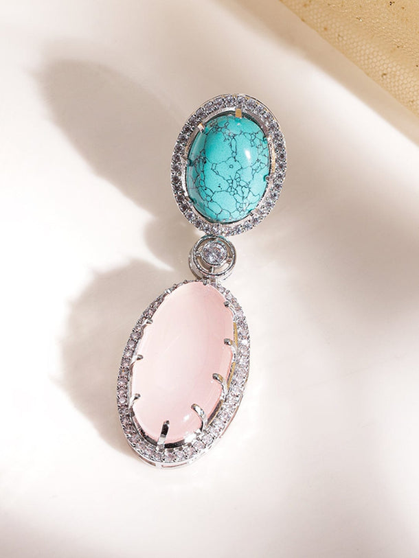 Celestial Sparkle: Silver-Tone AD Demi-Fine Earrings for Sublime Elegance Earrings