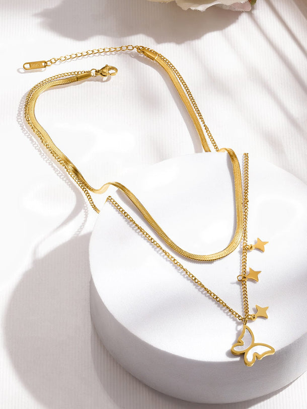 Cherished Butterfly & Star Necklace Chain Necklace & Chains